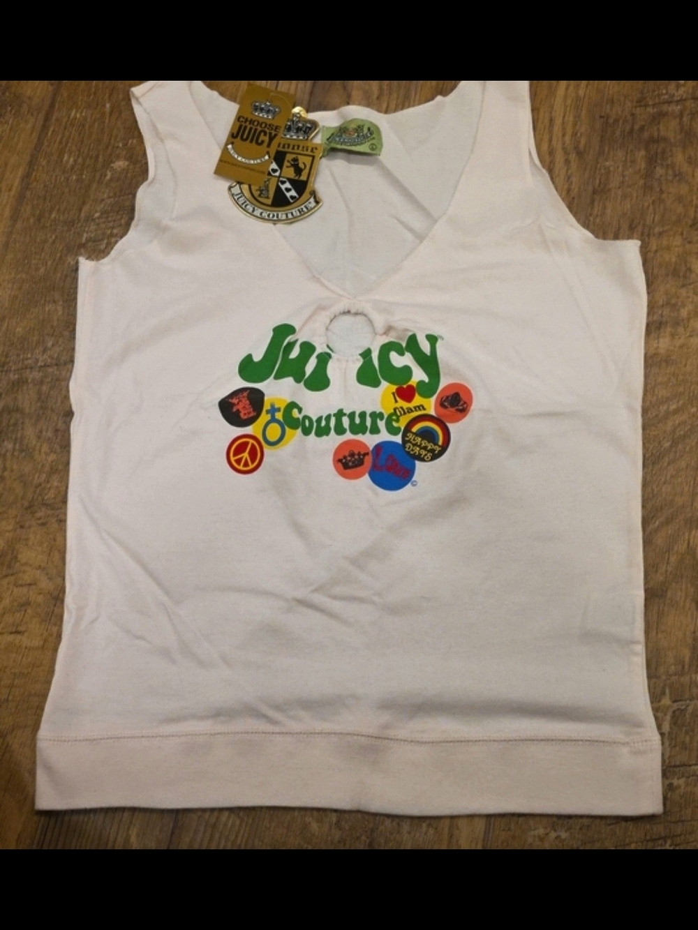 Juicy Couture Tank Top with Multicolor Logo Badges